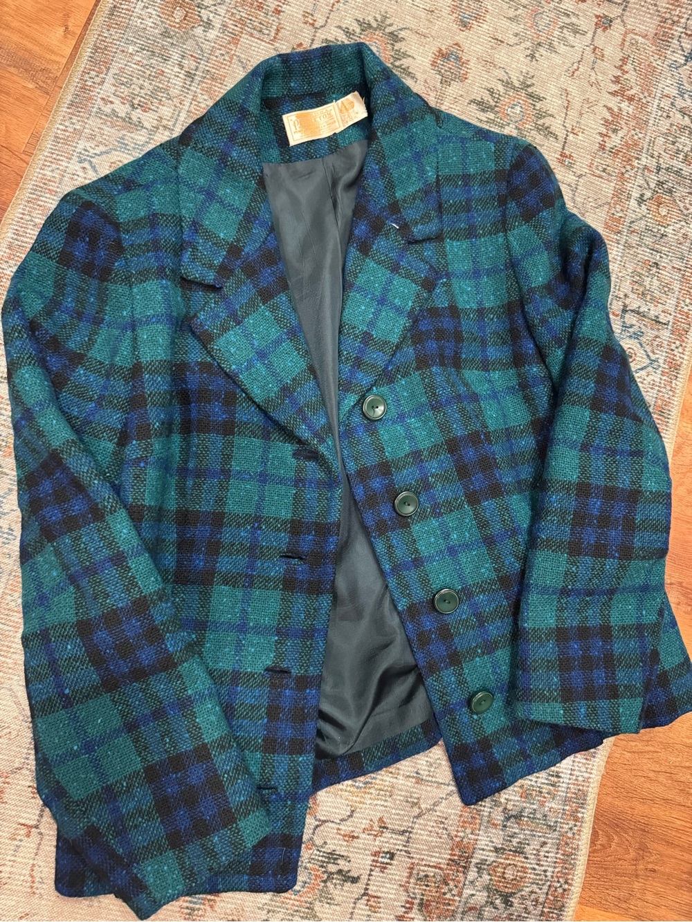 Vintage Pendleton Pure Virgin Wool Plaid Blazer Jacket - Picture 5 of 7